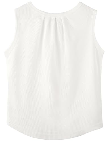 Spring&Gege Girls Tank Tops Summer Waffle Crochet Knit Sleeveless Sweater Top Pleated Crewneck Tunic Cami Shirts (5-12 Years)3