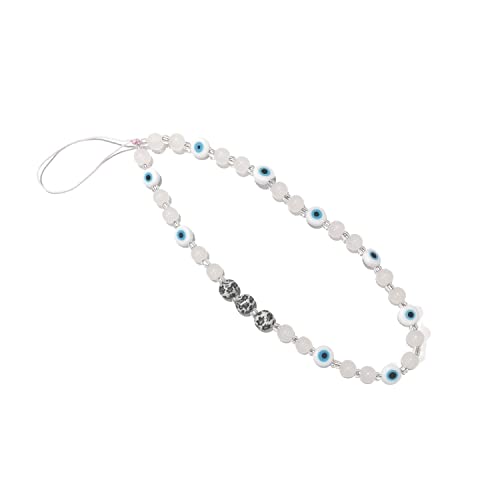 Fuqimanman2020 1-2 Pcs Blue Green Pink Colorful Evil Eye Phone Charm- Beaded Phone Lanyard, Aesthetic Wrist Strap Gemstone Keychain For Women Girls,Cell Phone String Strap (White Evil Eye) #TOP30