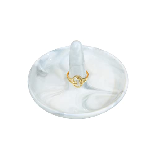 oskas Marble Ring Dish Holder,Decorative Porcelain Trinket Jewelry Dish Tray for Rings Earrings Necklaces,4 inch,Engagement Wedding Birthday Mother's Day Christmas Gift
