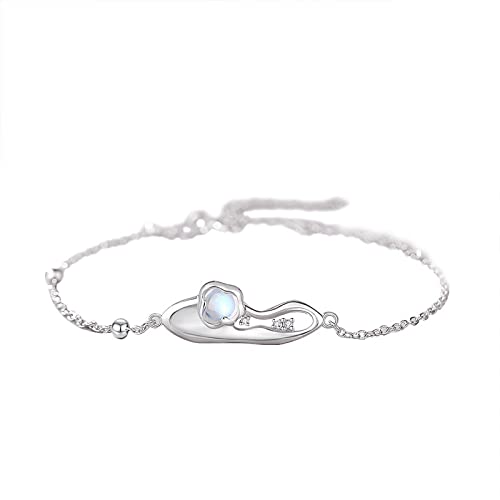 Bracelet pierre de lune en argent S925 véritable avec motif nuage poétique pour femme