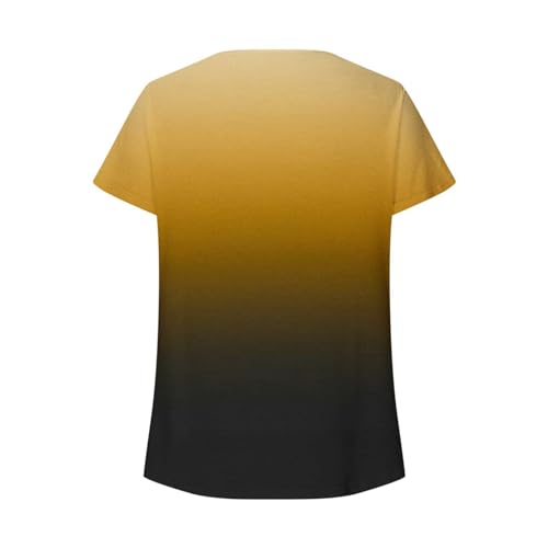 Camisetas de manga corta para mujer, diseño de pétalo, holgadas, con cuello en V, lisas, para verano, otoño, 2024, a la moda, Y2K, O-697 Amarillo mostaza, S