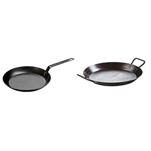Lodge CRS12 Carbon Steel Skillet, Pre-Seasoned, 12-inch Carbon Steel Skillet, Pre-Seasoned, 15-inch,Black