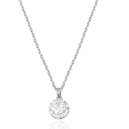 Image of MOTIBACK Diamond Silver Necklace, Women's Necklace with Diamond Pendant, Elegant and Fashionable Pendant for Women, Adjustable Length, Gift for Women