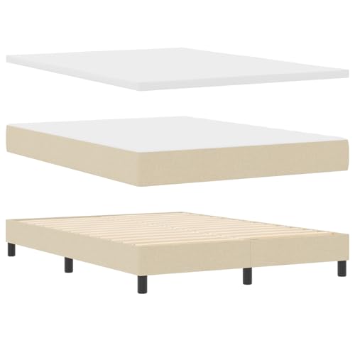vidaXL Conjunto de Colchón Doble Pocket Spring Crema 160X200X20 cm Capa de Espuma Confortable Tejido Transpirable Soporte Medio Duro Funda Lavable con Cierre Dormitorio con Protector