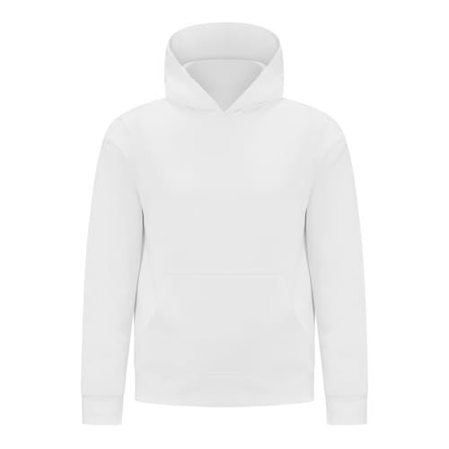 EVERYDAY KIDS All-Season Pullover Hoodie Warm Fleece Sweatshirt with Hood Ideal for School Outdoor Play or Travel Boys Hoodie (Size 3T White)