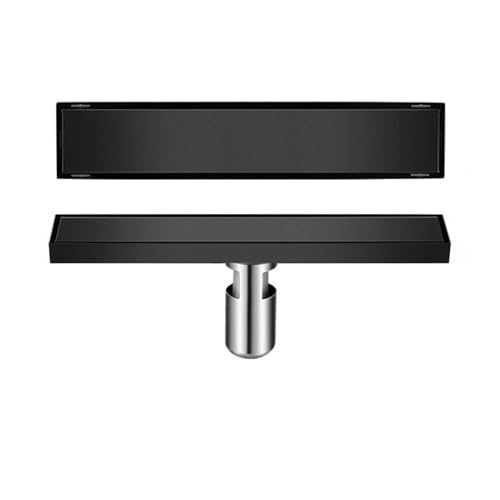 Desagüe de ducha plano de 80 cm en acero inoxidable negro con rejilla reversible 2