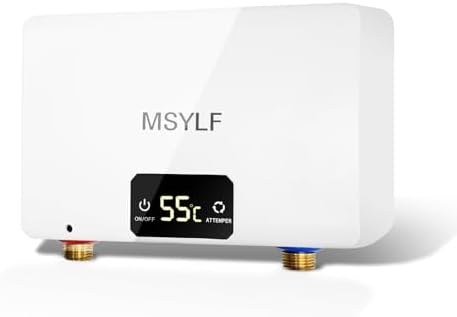MSYLF Electric Instantaneous Water Heater, 230 V Mini Instantaneous Water Heater with Readable LED Temperature Display, 5500 W, Without Plug, Pressure-Resistant, Suitable for Sinks, Kitchens, Sink