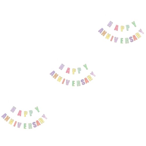 Ciieeo 3 peças puxar a decoração de aniversário casamento bandeiras sinais feliz aniversário casamento decoração wedding decoração casamento faixas de papel