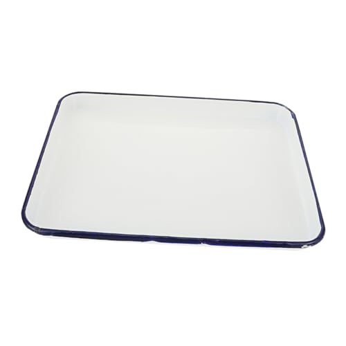 SOLUSTRE Rectangular Enamel Square Plate Sterilized Storage Kitchenware Laboratory Easy Clean