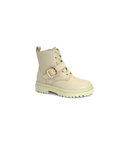 Bottes amphibies GRUNLAND en cuir beige de qualité supérieure avec boucles et lacets pour fille