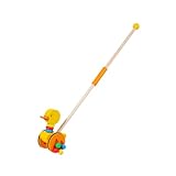 harayaa Juguete de Madera para Empujar Y Tirar Actividades de Aprendizaje Preescolar Juguete de Equilibrio de Madera Clásico para Bebés, Pato