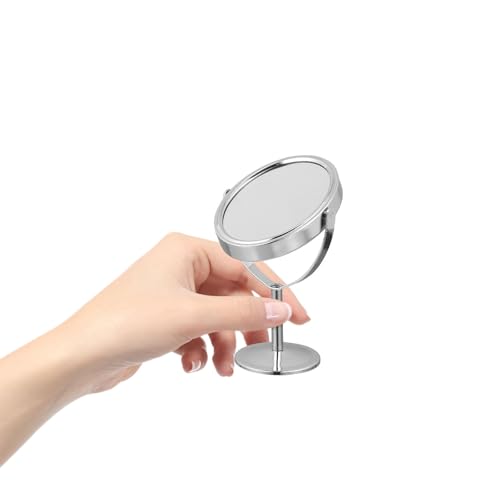 Espejo de Maquillaje Ovalado Plata de Mesa Doble Cara