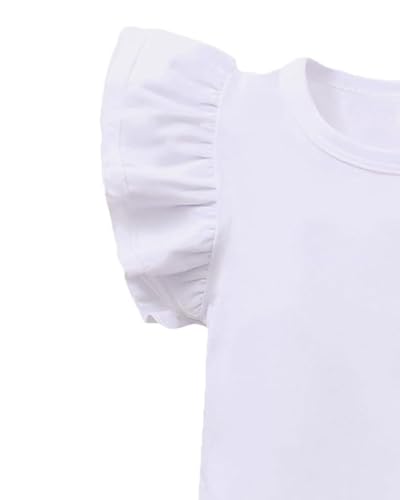 Flutter Sleeve T-Shirt for Girls, Kids Cute Blank Flutter Sleeve Top, Girls Casual Tops, Toddler Girls Blouse2
