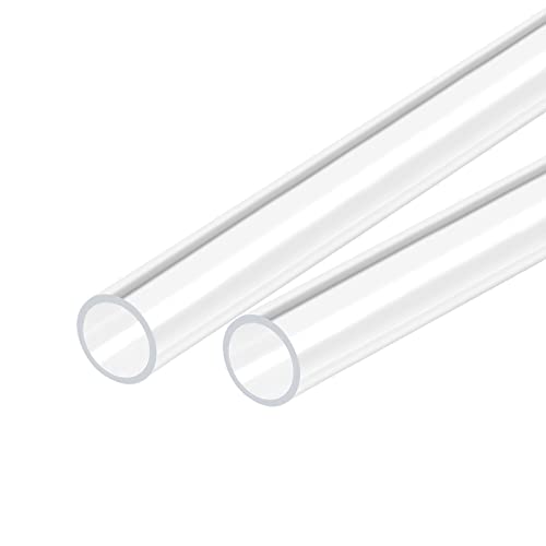 MECCANIXITY Acrylic Pipe Clear Rigid Round Tube 15mm(0.6') ID 18mm(0.7') OD 18' for Lamps and Lanterns, Water Cooling System 2pcs