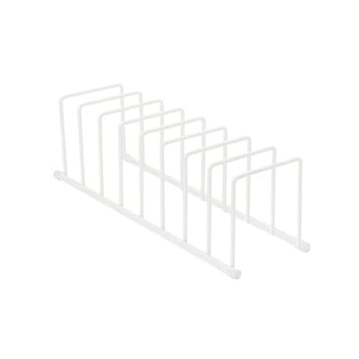 Spectrum Euro Cutting Board Holder Stand for Countertop or Inside Kitchen Cabinet Organization Matte White, 8 Slot Cutting Board Drying Rack or Cabinet Plate Bakeware Storage Organizer