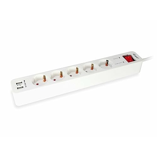 Multiprise 5 prises Schuko bloc électrique cordon 1.5m de terre latérale