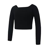 Generisch Niños Niñas Manga Larga Polar Tops Suéter Ballet Suéter Suave Calentamiento Activo Suéter Lentejuelas Top Niños, Negro , 2-3 años