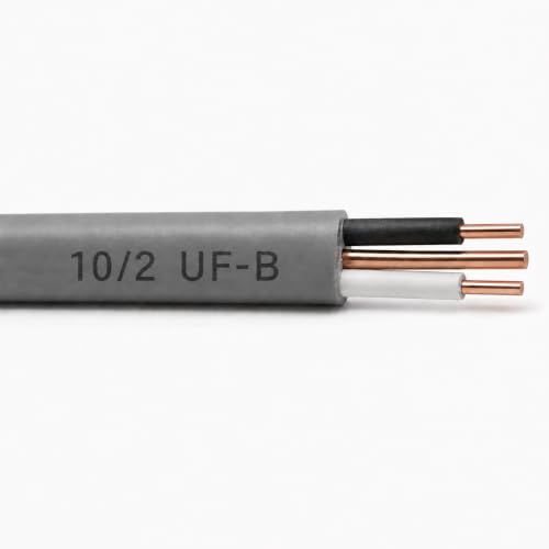 Wirenco 10/2 UF-B Wire, Underground Feeder and Direct Earth Burial Cable (100Ft Cut)