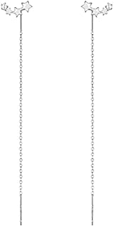 SLUYNZ 925 Sterling Silver CZ Dangle Earrings Chain for Women Girls Tassel Earrings Star Threader Earrings