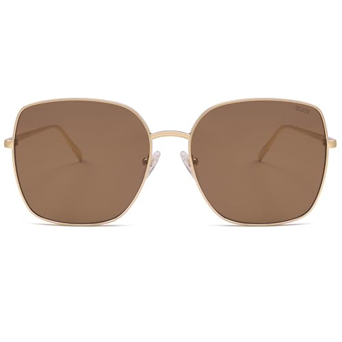 SOJOS Trendy Oversized Square Metal Frame Sunglasses for Women Men Retro Big Flat Lens UV Protection Sunglasses SJ11463
