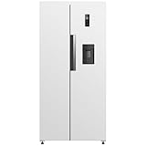 HYE American Fridge Freezer - Side By Side American Style Fridge Freezer With Water Dispenser, No Frost, 444L Freestanding Design, Low Noise (39dB), Bright White Finish - RF01AMWD460W03