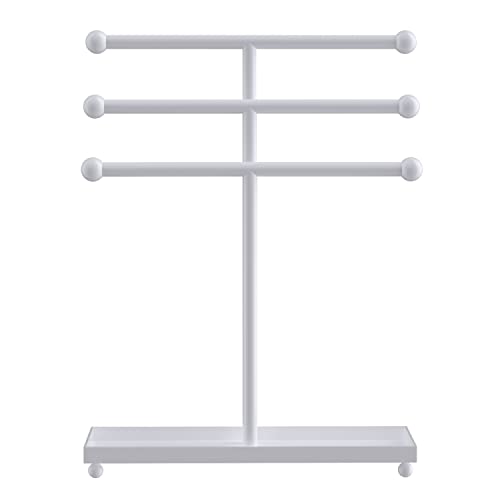 INTIRILIFE Soporte de exhibición de árbol de joyería de 3 niveles hecho de hierro en Blanco - Para guardar y guardar accesorios o joyas