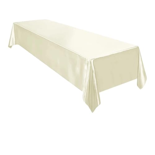 Tischdecke Aus Satin Grüne Satin-Tischdecke, rechteckig, for Hochzeiten, Partys, einfarbig, for Hochzeiten, Bankette, Restaurants, Festivals, Partys, Esszimmerdekoration(Ivory,145x180cm)