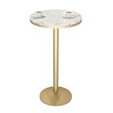 Failjierue Runder Stehtisch aus Marmor – Robustes Metallgestell in Thekenhöhe for Frühstücksbars und Küchen, einfache Montage(55x75cm)