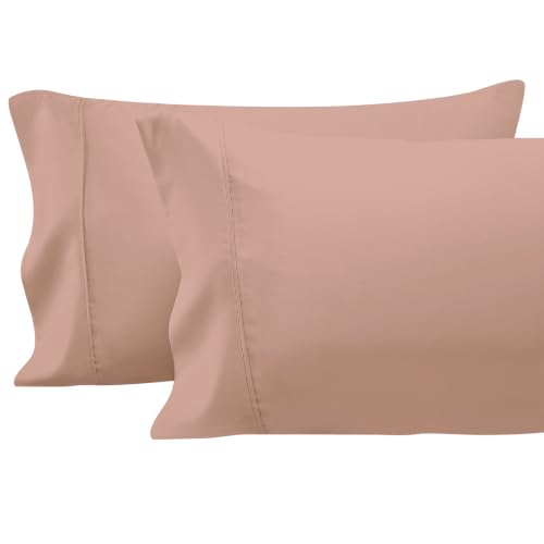 Pizuna 100% Cotton King Size Pillowcases 400 Thread Count Misty Rose