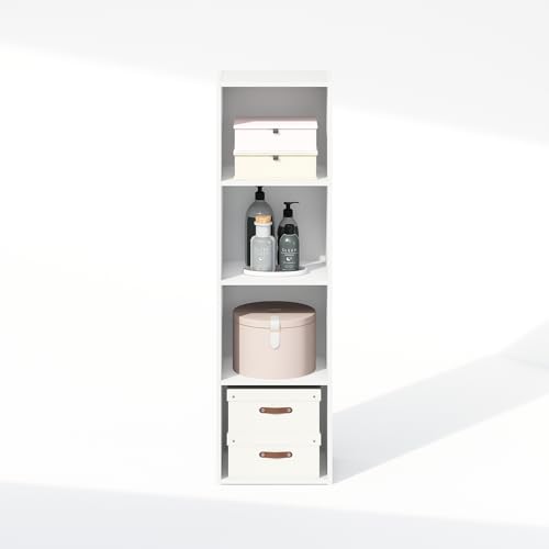 Image of Furinno Reed Closet Organizers and Storage, 4-Tier Closet Organizer, Open Shelf Closet Storage, for Wardrobe, Bedroom, Living Room, White