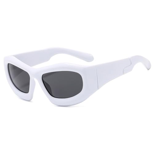 Lunettes de soleil Hip Hop Punk avec nuances uniques argentées rétro chic