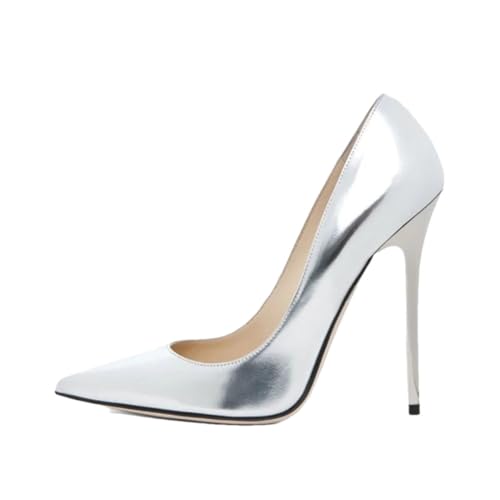 Chaussures à talons aiguilles 12cm en métal doré pour banquet chic