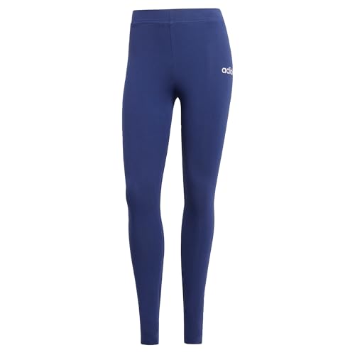 adidas Damen Essentials LINEAR Cotton Leggings, Dark Blue/White, M
