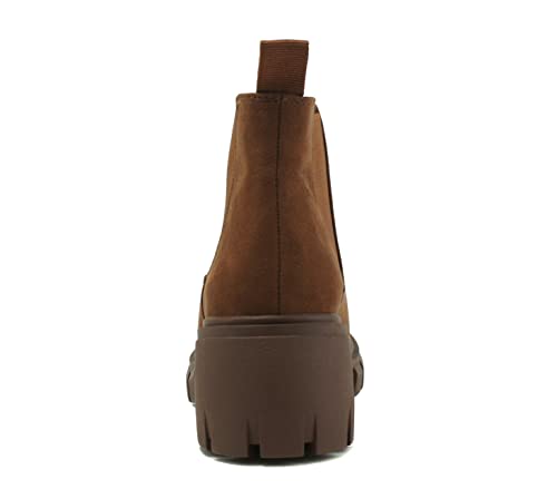Image of Soda PIONEER ~ Women Lug Sole Mid Heel Chelsea Fashion Ankle Bootie w /Double Elastic Gore