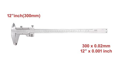 Image of Caliper - Extra Long Stainless Steel Precision Measuring Tool | 0-300mm / 0-12 Inch Digital Vernier Caliper for Inside, Outside, Depth & Step Measurement (MN-300)