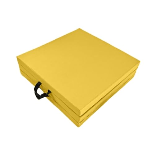 DIROVO Folding Exercise Mat Gymnastics Balance Pad Aerobics Training Foldable With Carrying Handles PU Leather Pilates Pad Yoga Mat(Yellow)