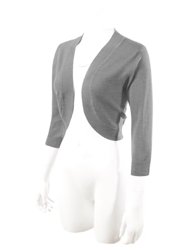 Image of Allsense Women's 3 /4 Sleeve Bolero Shrug for Dresses | Open Front Cropped Cardigan, Lightweight Knit Dress Cover Up