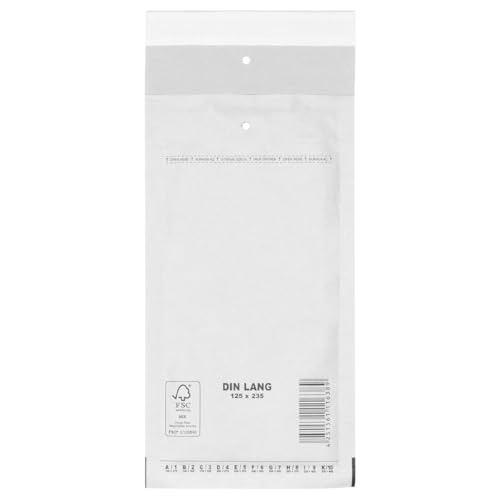 verpacking Luftpolstertaschen Versandtaschen Luftpolsterumschlag DIN Lang, Innenmaß 100 x 220 mm (Außenmaß 125 x 235 mm) Weiß Polsterumschläge selbstklebend (600 Stück)