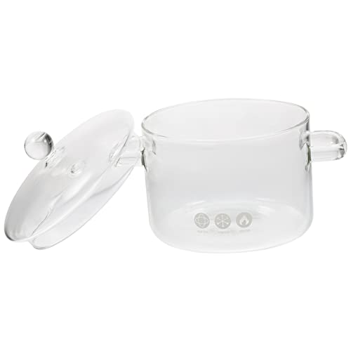 HEALEEP High Borosilicate Glass Stew Cooker with Lid Double Handle Noodle Pot Versatile Cooking Pot for Noodles Soup and More Capacity for Cooking