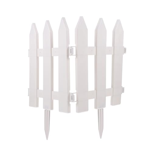 Levemolo 2 Sets Weißer Gartenzaun Kunststoff Langlebige Gartenbegrenzung Breit Geeignet für Blumenbeete Rasen und Landschaftsschutz Installieren Wetterbeständig