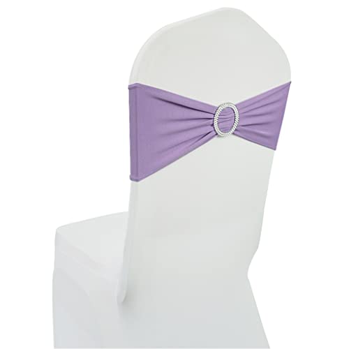 Image of Spandex Chair Sashes Bands, Lavender, 30PCS | Stretch Chair Ties Bows, With Buckle Slider, For Wedding Party Banquet Decoration