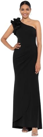 Xscape Women's Xscape Women's One-Shoulder, Floor-Length, Scuba C...