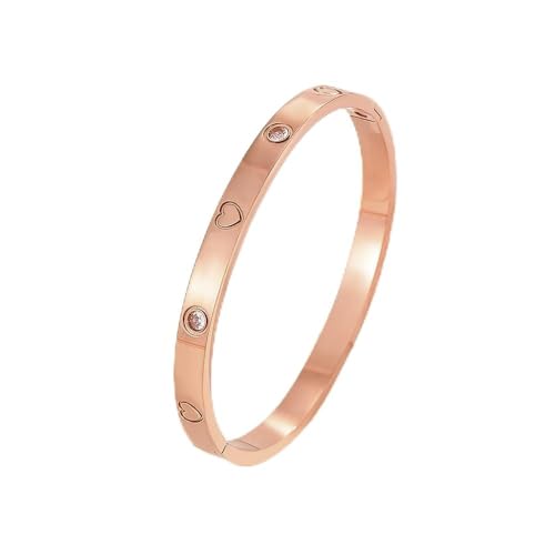 TTPSRY Brazalete Elegante Corazón Cristal Pulsera Acero Inoxidable Ajustable Mujer Joyería Brillante Decoración Romántica