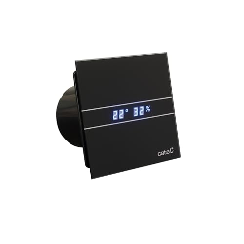 Cata E 100 GT BK - Estrattore da bagno con timer in vetro nero, 8 W