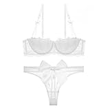 ALDOLA büstenhebe Damen BH mit bügel Sets für Damen Weiß Damen BH-Sexy BH Mit Bügel Spitze Bauchfrei Crop Tops Bralette für Damen BH mit halber Abdeckung (Größe:80C)
