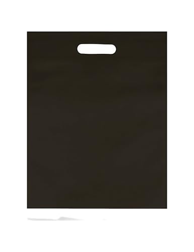 Pack de 20 Bolsas de tela no tejida (TNT) de polipropileno con Asa Troquelada | 29cm ancho x 37cm alto (Negro)
