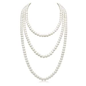 MAYCREATE® Pearl Necklace Jewelry for Women Stylish Elegant Three Strand Necklace Jewelry Shinning Faux Pearl Party Long Choker Necklace Jewelry Gift for Women & Girl, 59 inch (White) (B0BN11HY1K) Amazon Price History, Amazon Price Tracker