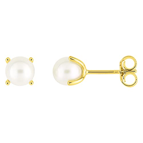 Puces perle or 18 carats 5 mm pour oreilles sensibles femme
