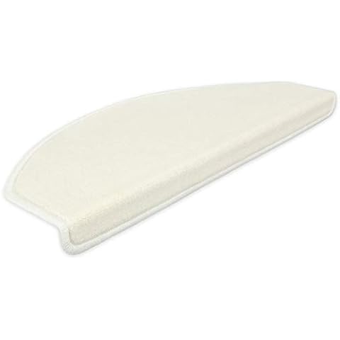 Kettelservice-Metzker® Stufenmatten Vorwerk Uni Einzeln und Sparset's Baumwollweiss 15 Stück Halbrund Cover