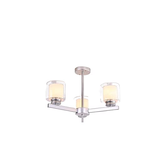 Lustre moderne E27 en métal argenté pour sublimer l'ambiance de votre salle à manger